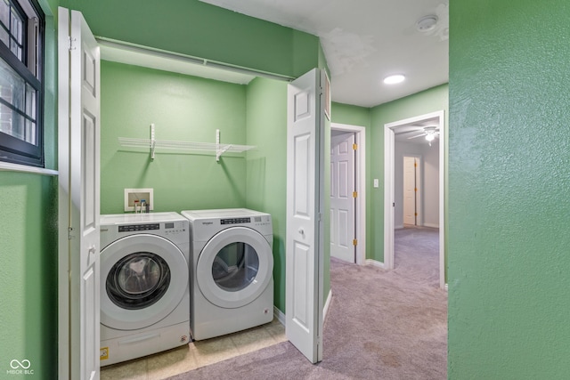 1408 Snead Cir, Avon, IN 46123 - laundry area with washer and clothes dryer, carpet flooring, baseboards, and a textured wall