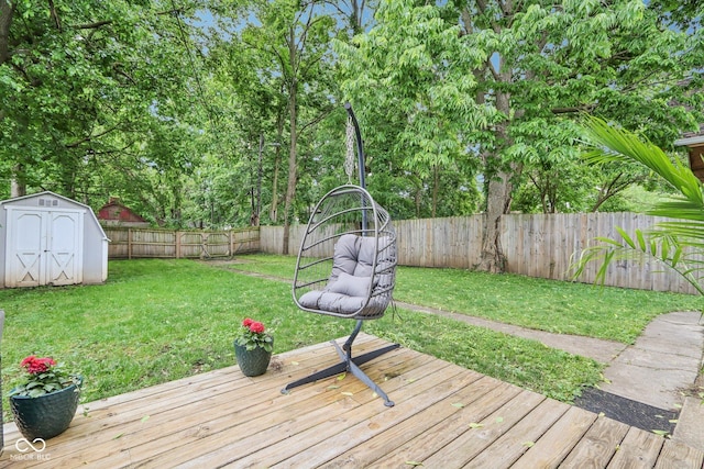 923 42nd St, Indianapolis, IN 46205 - wooden deck with a fenced backyard and a storage shed