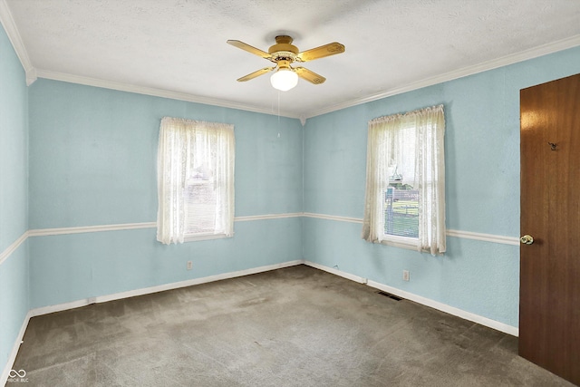 101 Heiny Rd, Indianapolis, IN 46217 - unfurnished room with healthy amount of natural light, ornamental molding, ceiling fan, carpet flooring, and baseboards