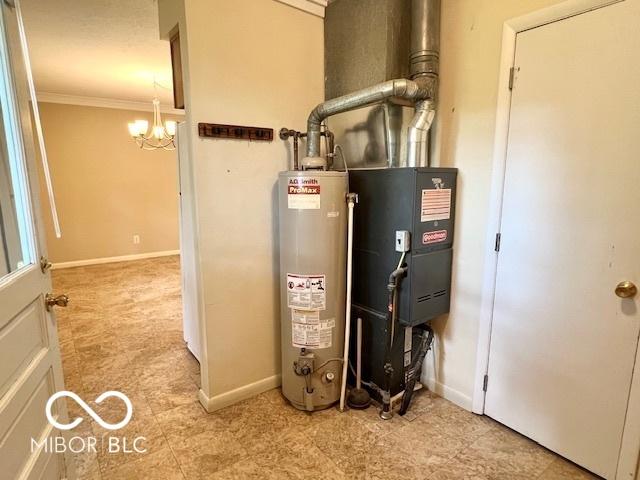 1834 Chandler Ln, Columbus, IN 47203 - utility room featuring gas water heater