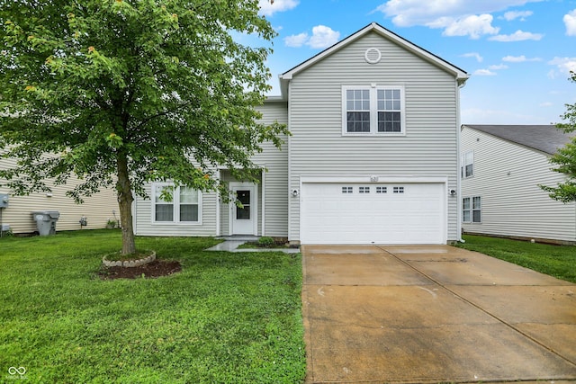630 Harmony Way, Greenwood, IN 46143 - traditional-style home with a garage, concrete driveway, and a front yard