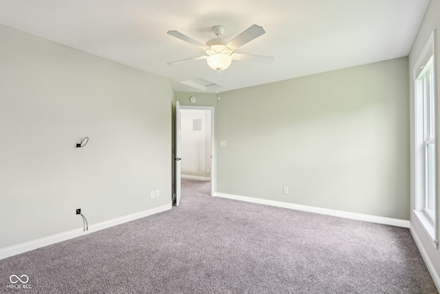 644 Ridge Gate Dr, Brownsburg, IN 46112 - empty room with carpet floors, a ceiling fan, and baseboards