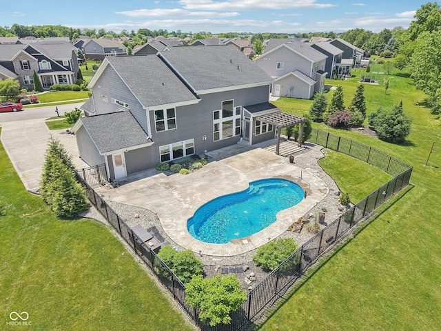 644 Ridge Gate Dr, Brownsburg, IN 46112 - view of swimming pool with a residential view, a patio, and a pergola