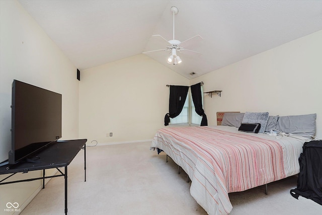 2916 Sunmeadow Way, Indianapolis, IN 46228 - bedroom featuring carpet floors, vaulted ceiling, baseboards, and ceiling fan