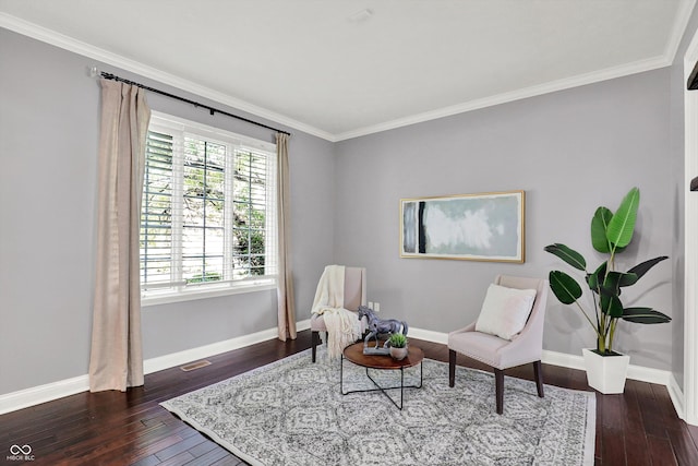 1410 Shadow Ct, Zionsville, IN 46077 - sitting room with dark wood-style floors and ornamental molding