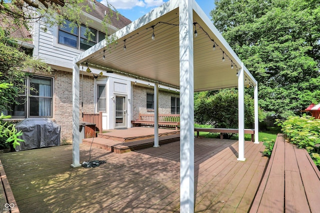 1410 Shadow Ct, Zionsville, IN 46077 - wooden terrace featuring grilling area
