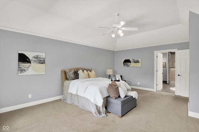 1410 Shadow Ct, Zionsville, IN 46077 - bedroom with carpet floors, vaulted ceiling, and ceiling fan