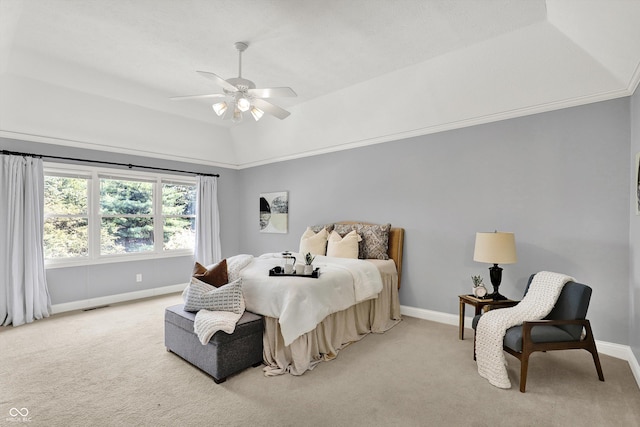 1410 Shadow Ct, Zionsville, IN 46077 - bedroom featuring light colored carpet, ceiling fan, and lofted ceiling