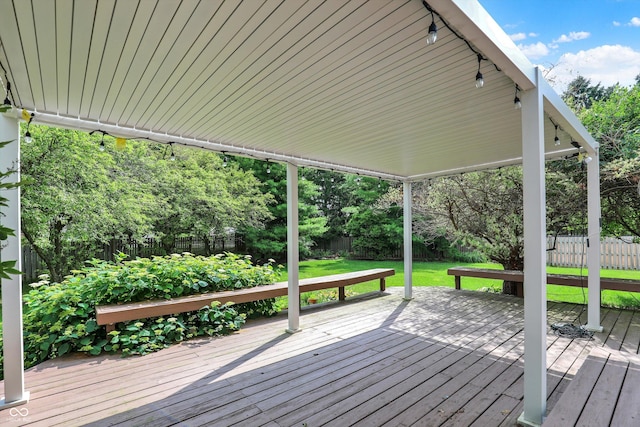 1410 Shadow Ct, Zionsville, IN 46077 - wooden deck with a fenced backyard and view of scattered trees