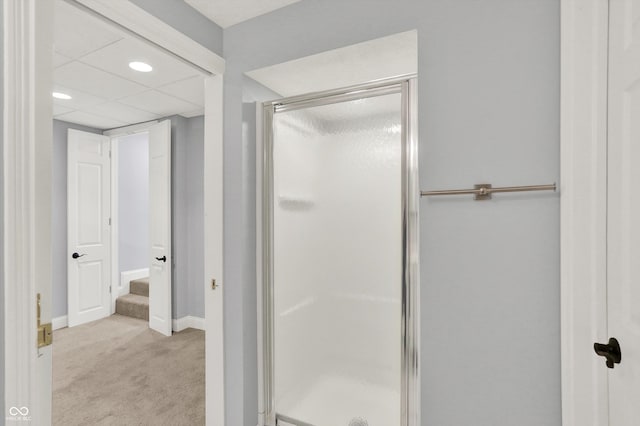 1410 Shadow Ct, Zionsville, IN 46077 - bathroom with a shower stall and recessed lighting