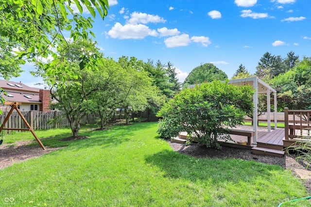 1410 Shadow Ct, Zionsville, IN 46077 - fenced backyard featuring a deck