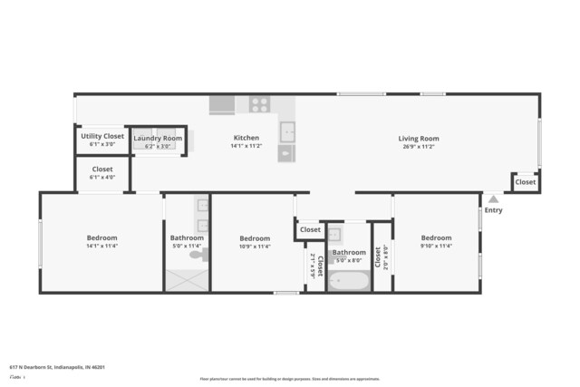 617 N Dearborn St, Indianapolis, IN 46201 - floor plan / room layout