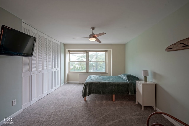 3965 N Meridian St Unit 3J, West, Indianapolis, IN 46208 - bedroom with carpet, baseboards, and ceiling fan