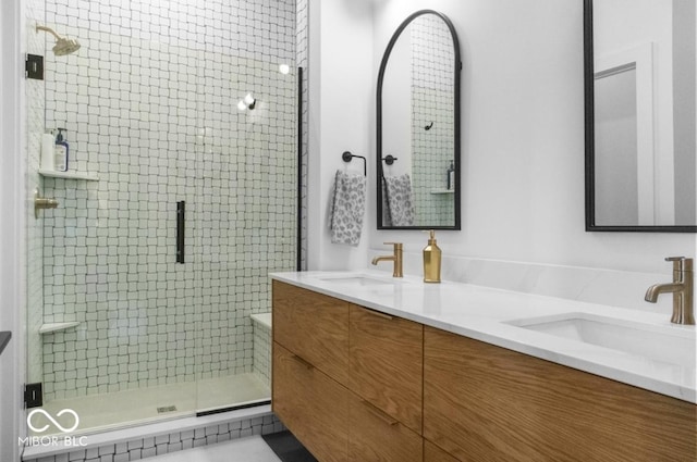 420 Monon Wy Dr, Carmel, IN 46032 - full bathroom featuring double vanity and a shower stall