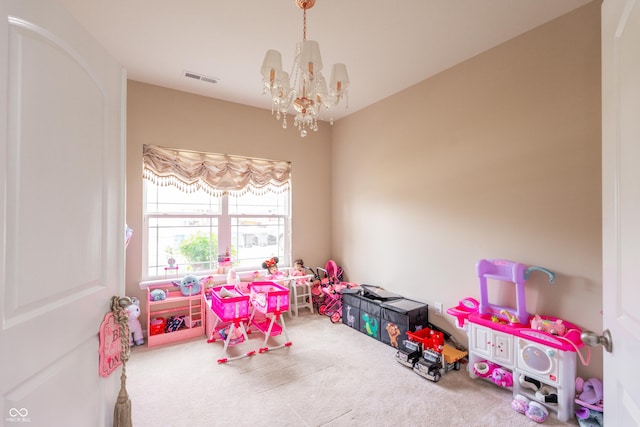 1661 Devonshire Ave, Avon, IN 46123 - rec room featuring carpet and a chandelier