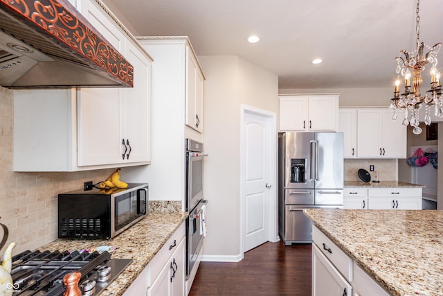 1661 Devonshire Ave, Avon, IN 46123 - kitchen with stainless steel appliances, dark wood-type flooring, white cabinets, backsplash, and recessed lighting