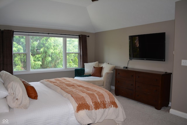 6862 Riverside Way, Fishers, IN 46038 - bedroom with light colored carpet, vaulted ceiling, and baseboards