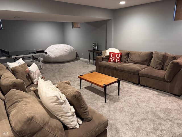 6862 Riverside Way, Fishers, IN 46038 - living area featuring carpet, recessed lighting, and baseboards