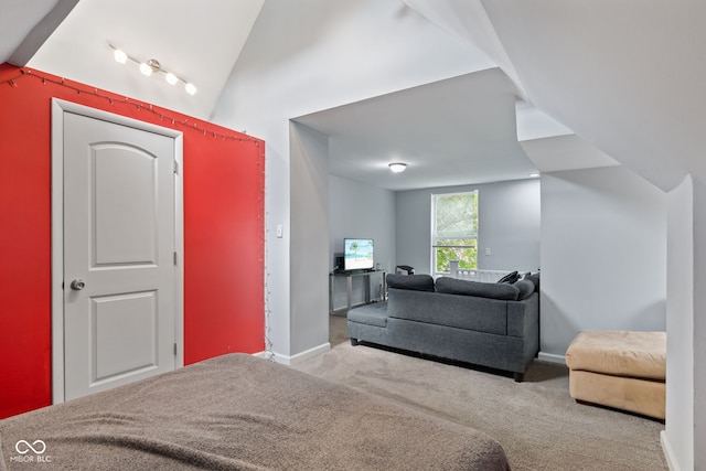 938 N Tuxedo St, Indianapolis, IN 46201 - bedroom featuring lofted ceiling, carpet floors, and baseboards