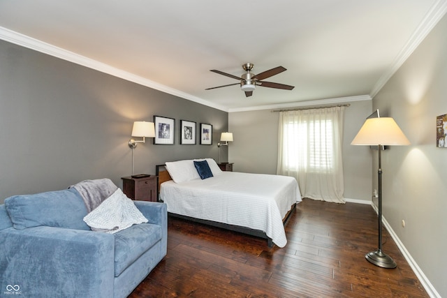 3713 Coventry Way, Carmel, IN 46033 - bedroom featuring ornamental molding, hardwood / wood-style floors, baseboards, and a ceiling fan