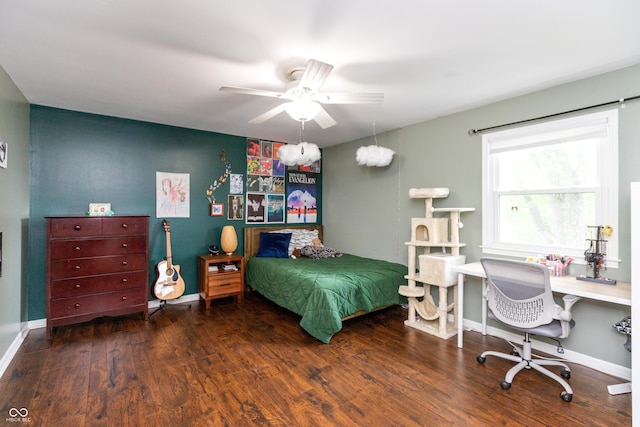 3713 Coventry Way, Carmel, IN 46033 - bedroom featuring wood finished floors, baseboards, a ceiling fan, and an office area