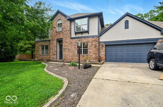 6396 Granny Smith Ln, Avon, IN 46123 - traditional-style house with an attached garage, concrete driveway, and brick siding