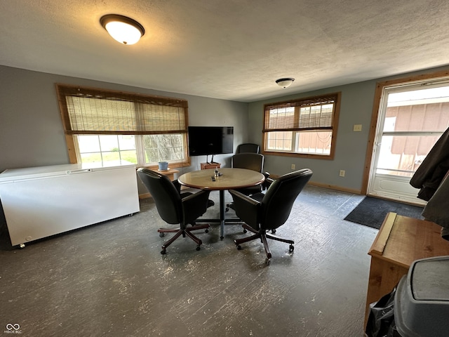 12967 N County Road 825 E, Roachdale, IN 46172 - office with a textured ceiling, baseboards, and concrete floors