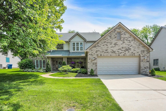 10965 Fairway Ridge Ln, Fishers, IN 46037 - traditional-style home with brick siding, driveway, a garage, and a front yard