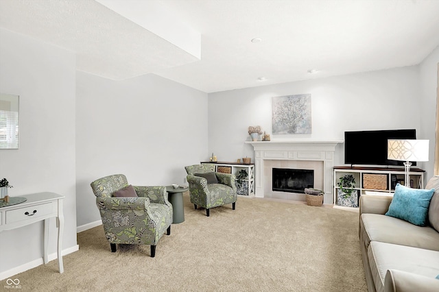 10965 Fairway Ridge Ln, Fishers, IN 46037 - living area with carpet, a fireplace, and baseboards