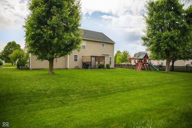 view of yard featuring a playground