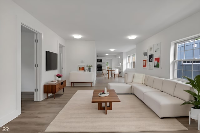 1411 N Grant Ave, Indianapolis, IN 46201 - living room featuring light wood-style floors and baseboards