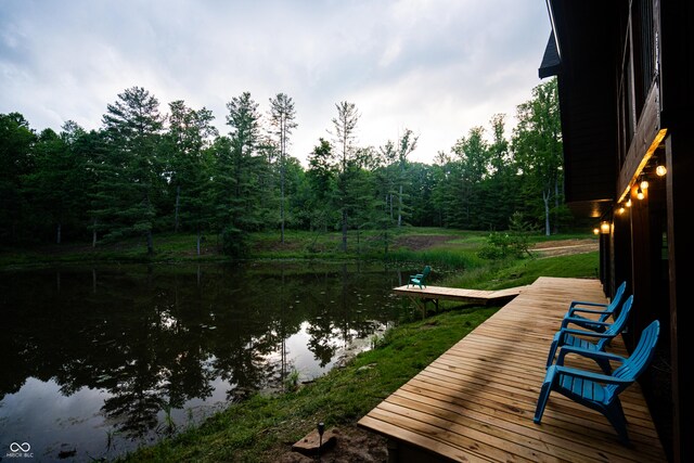 3463 Plum Creek Rd, Nashville, IN 47448 - dock area with a water view and a forest view