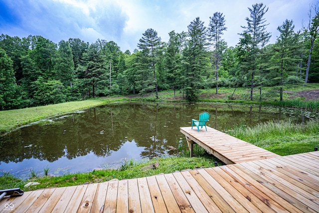 3463 Plum Creek Rd, Nashville, IN 47448 - dock area featuring a view of trees and a water view