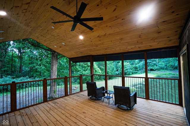3463 Plum Creek Rd, Nashville, IN 47448 - wooden terrace featuring a ceiling fan
