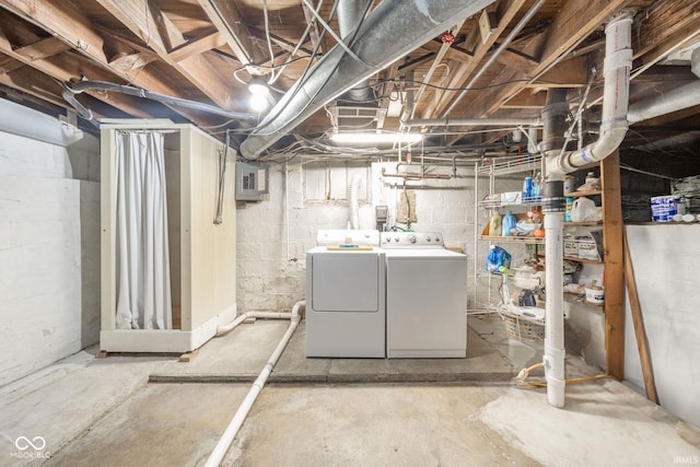 2007 Lincoln Ave, New Castle, IN 47362 - unfinished basement with washer and clothes dryer and electric panel