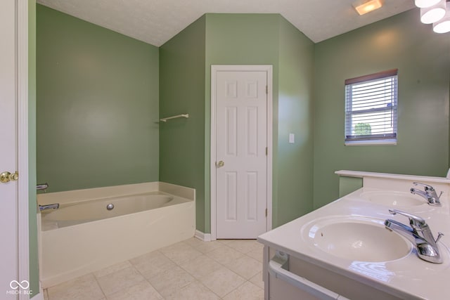 2234 Burgundy Way, Plainfield, IN 46168 - full bathroom with a garden tub, tile patterned flooring, double vanity, and baseboards