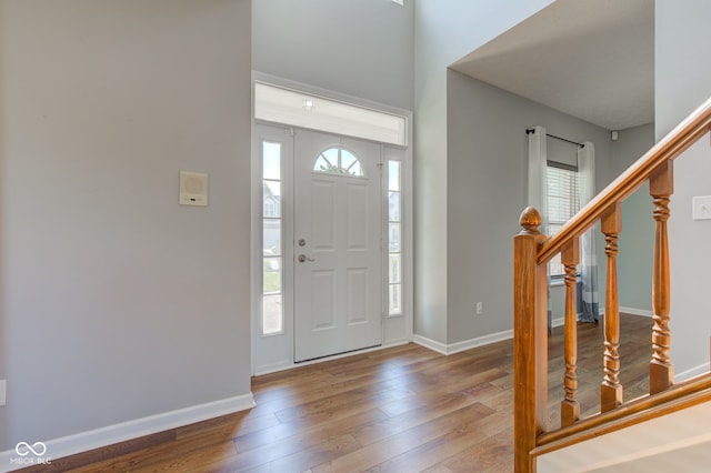 2234 Burgundy Way, Plainfield, IN 46168 - entryway with hardwood / wood-style flooring, baseboards, and stairs