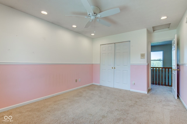 2234 Burgundy Way, Plainfield, IN 46168 - unfurnished bedroom with carpet, recessed lighting, baseboards, a closet, and attic access
