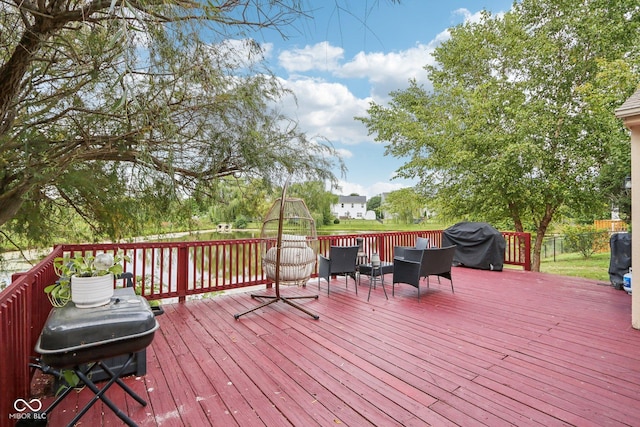 2114 Turning Leaf Dr, Franklin, IN 46131 - wooden deck with grilling area