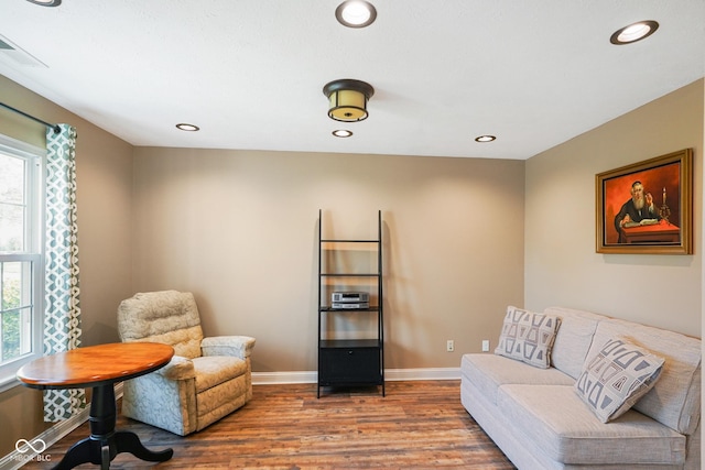 101 Meadowview Dr, Mooresville, IN 46158 - living room featuring wood finished floors, baseboards, and recessed lighting
