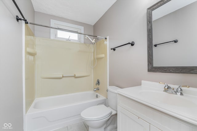 8205 Picadilly Ln, Indianapolis, IN 46256 - bathroom with toilet, shower / bath combination, vanity, and tile patterned floors