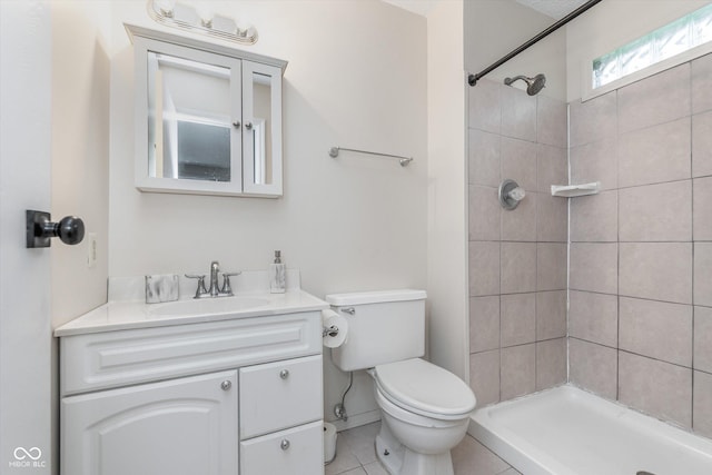 8205 Picadilly Ln, Indianapolis, IN 46256 - full bath featuring vanity, toilet, tiled shower, and tile patterned floors