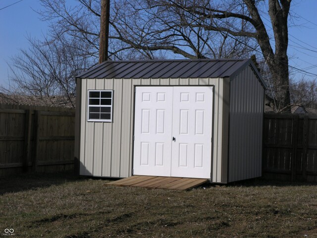 3456 S Sadlier Dr S, Indianapolis, IN 46239 - view of shed with a fenced backyard