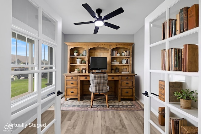 4545 Caroline Grace Ln, Terre Haute, IN 47802 - office with light wood-style flooring and ceiling fan