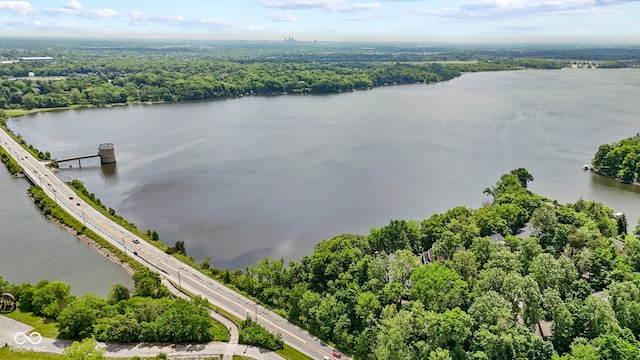 7426 Shadow Wood Dr, Indianapolis, IN 46254 - aerial view of a highway, a nearby body of water, and a heavily wooded area