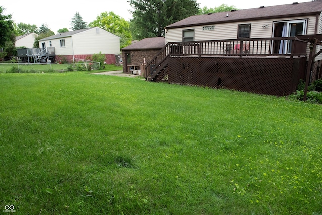7402 Broadview Dr, Indianapolis, IN 46227 - view of yard with a wooden deck and stairs