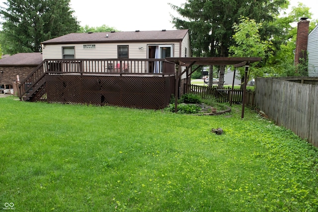 7402 Broadview Dr, Indianapolis, IN 46227 - rear view of house featuring a deck and stairs