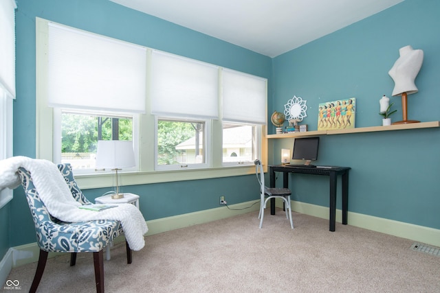 5133 E Michigan St, Indianapolis, IN 46219 - sitting room with carpet, healthy amount of natural light, baseboards, and a desk