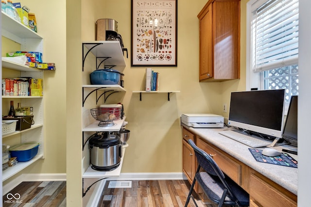13766 Heatherfield Dr, Fishers, IN 46038 - office area featuring dark wood-type flooring and baseboards