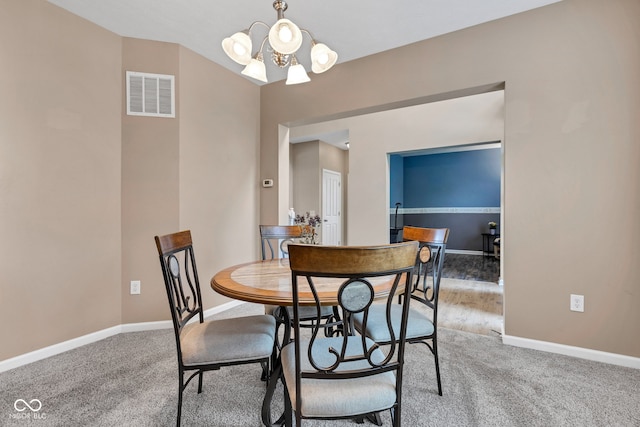 13766 Heatherfield Dr, Fishers, IN 46038 - carpeted dining room featuring a chandelier and baseboards